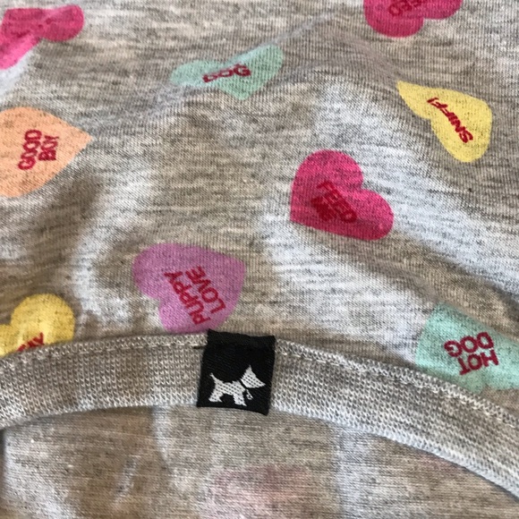 🆕 Valentines Hotel Doggy Dog Onesie Grey Conversation Hearts All Over Print PJs - Picture 7 of 13